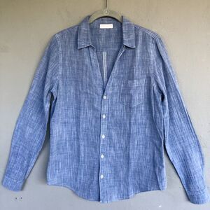 CP Shades Chambray Top Womens S Blue Cotton Button Lightweight Coastal Preppy